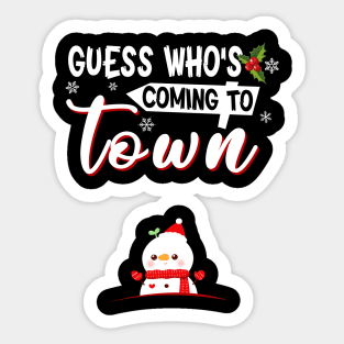 Gues Who_s Coming To Town Funny Pregnant Sticker